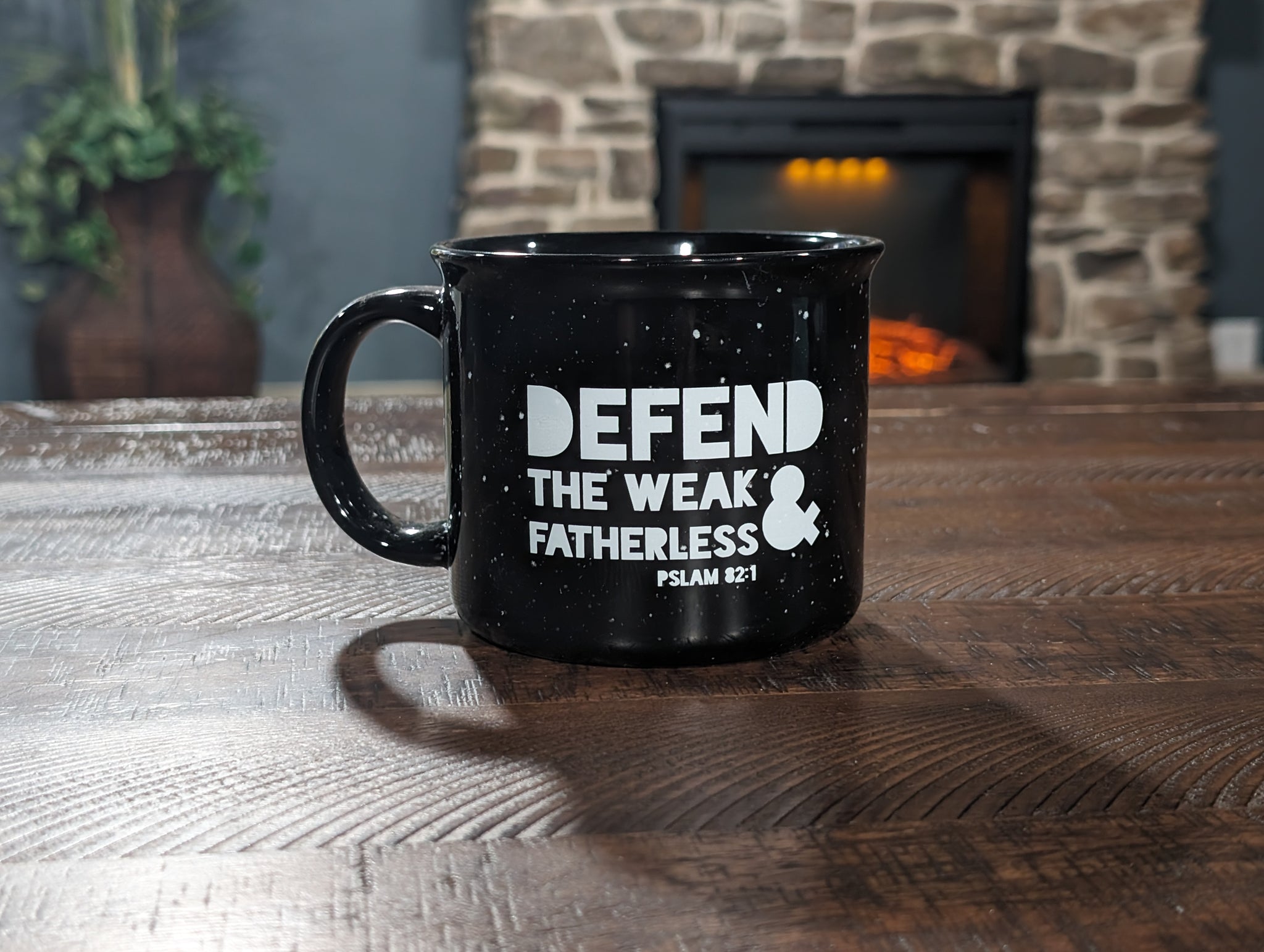 Defend the Weak" Inspirational Ceramic Tin Cup Style Mug